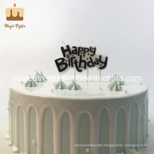 Black Chinese Annual Happy Birthday Plaque Cake Candle in Stock